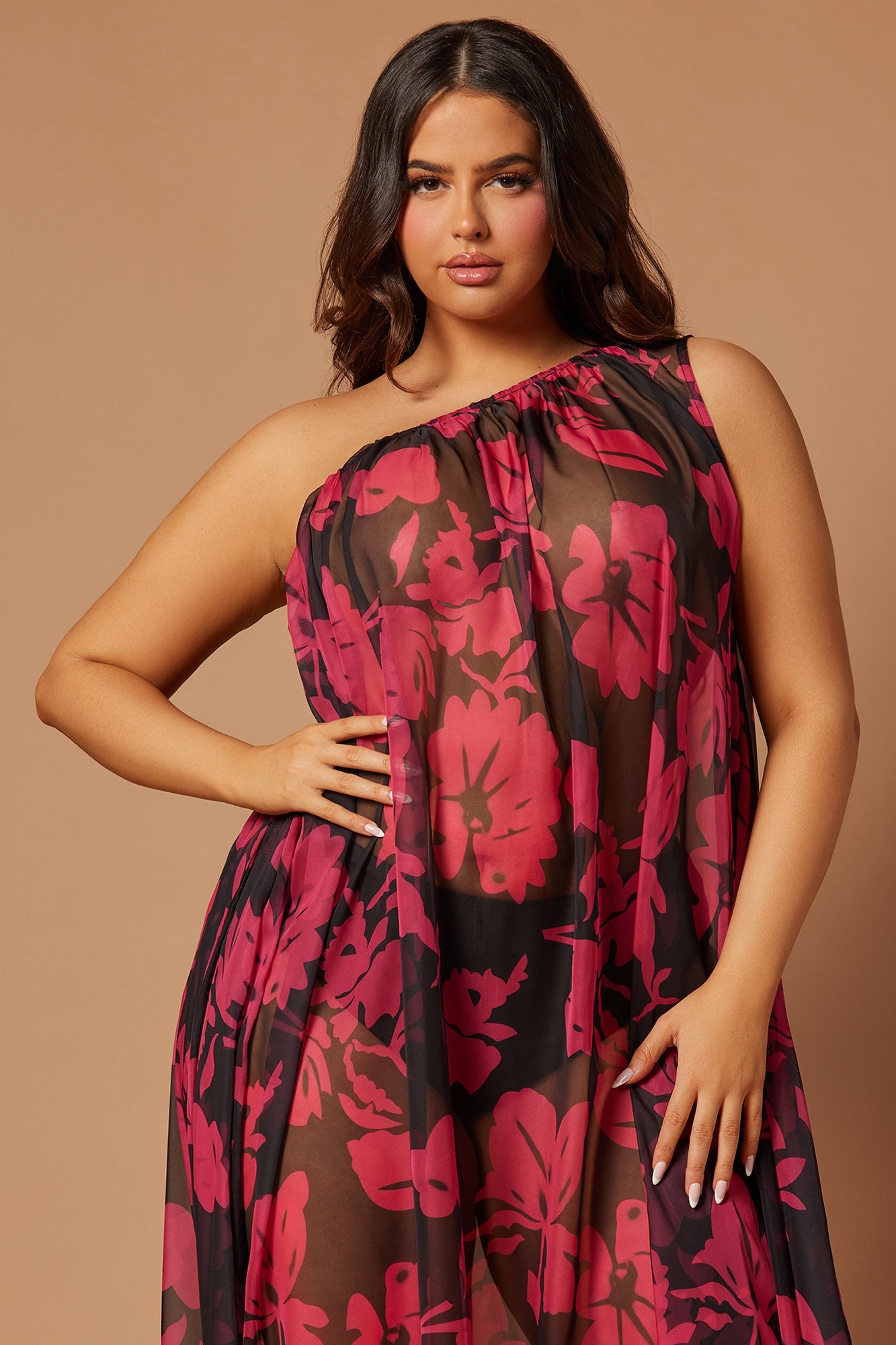 Rosalia Chiffon Maxi Dress - Black/Pink