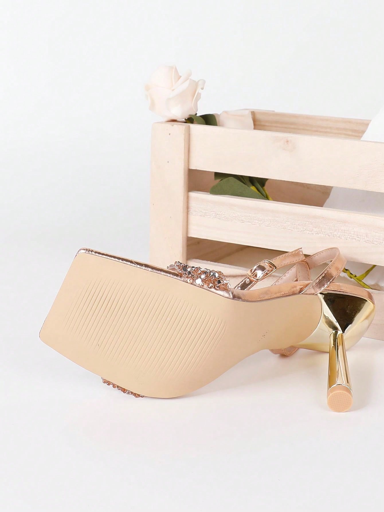 High Heel Women's Sandals With Sparkling Rhinestone Decoration
