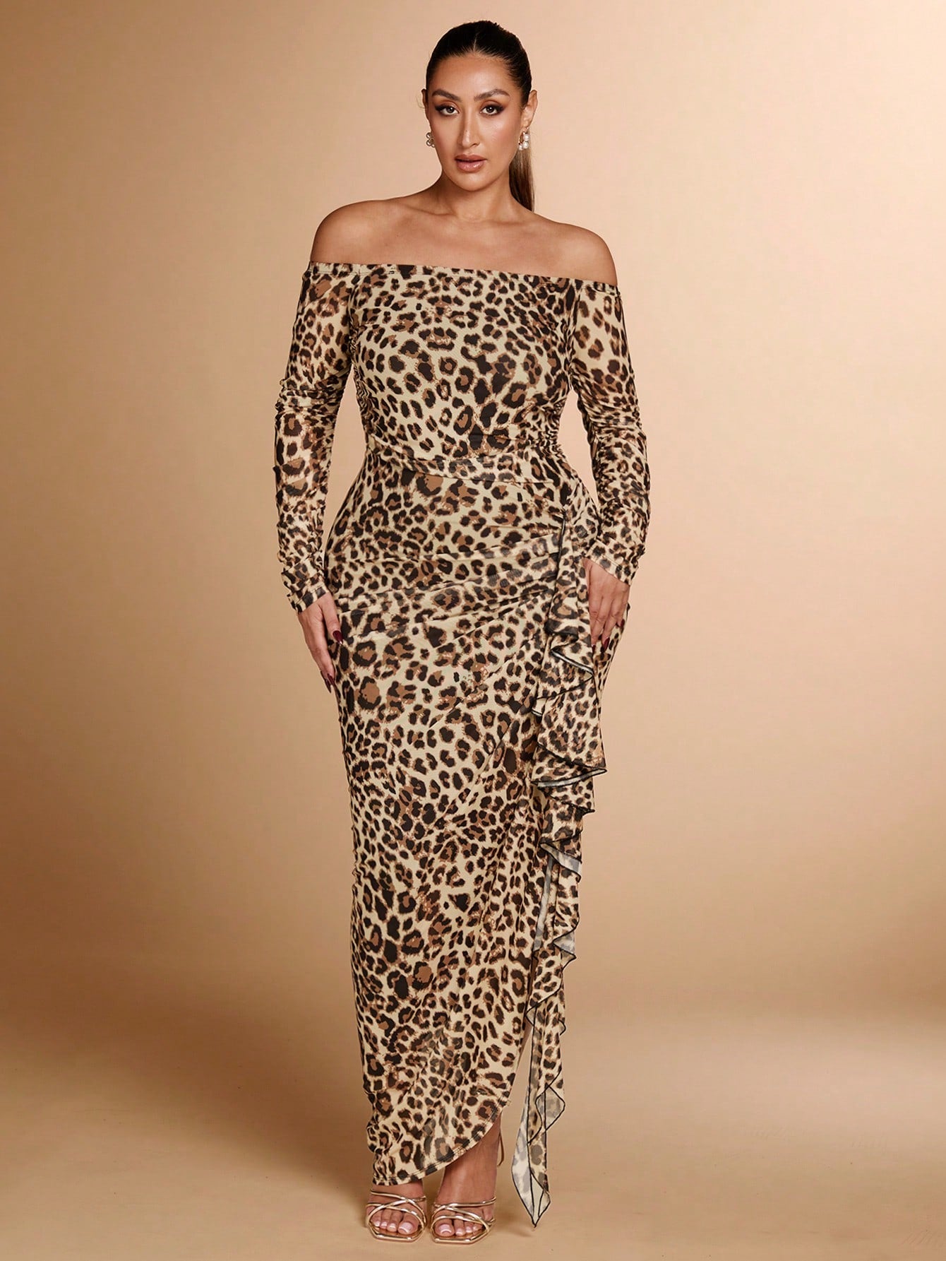 Plus Size Women Bodycon Dress, Off Shoulder Ruched Flouncing Elegant For Party Beach Vacation
