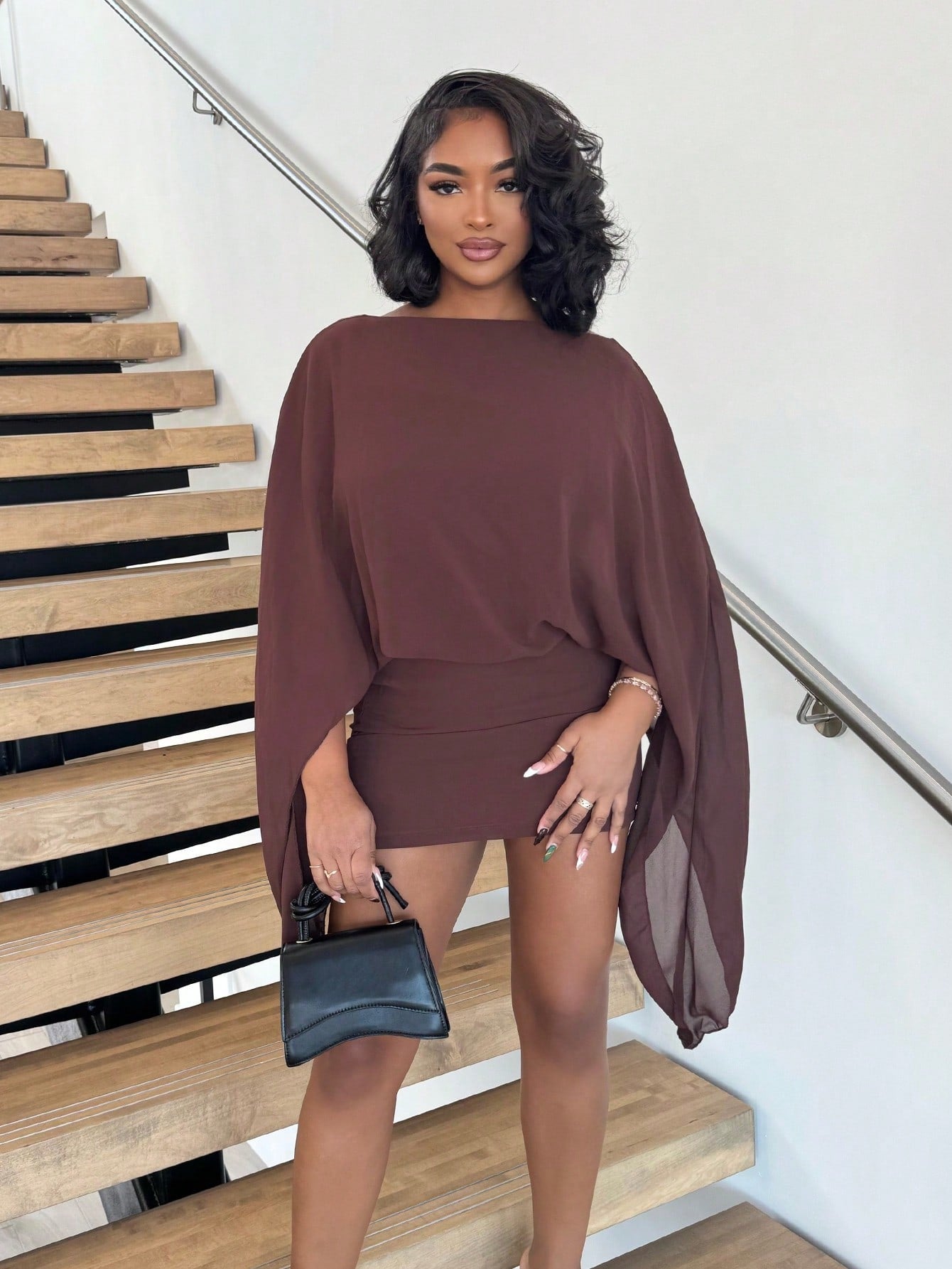 slouch mini dress Boat Neck Draped Sleeves Boxy – Extremely Beautiful LLC Slub jersey fabric Sage Green Wedding Dress Stretch Glitter Color:PINK STRIPE
