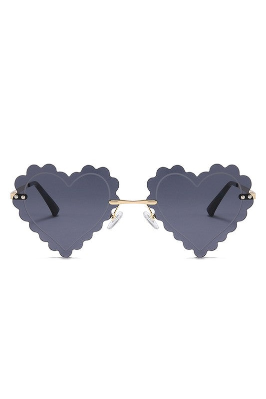 Rimless Heart Shape Tinted Fashion Sunglasses
