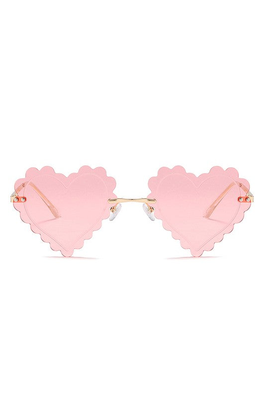 Rimless Heart Shape Tinted Fashion Sunglasses