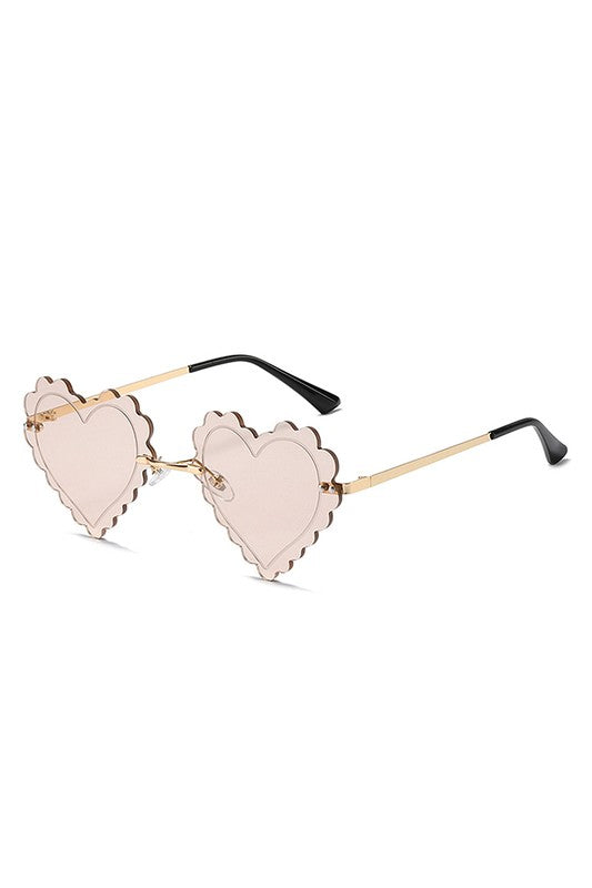 Rimless Heart Shape Tinted Fashion Sunglasses