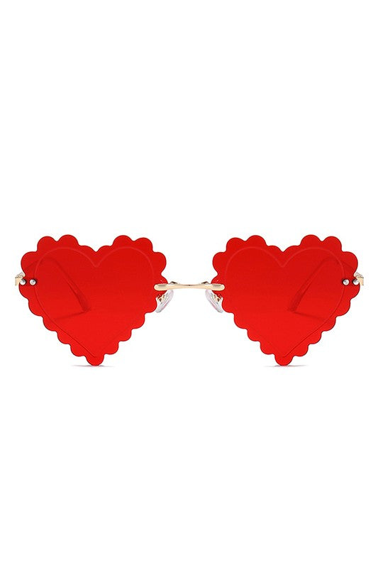 Rimless Heart Shape Tinted Fashion Sunglasses