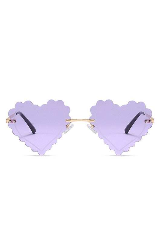 Rimless Heart Shape Tinted Fashion Sunglasses
