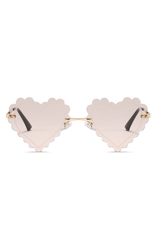 Rimless Heart Shape Tinted Fashion Sunglasses