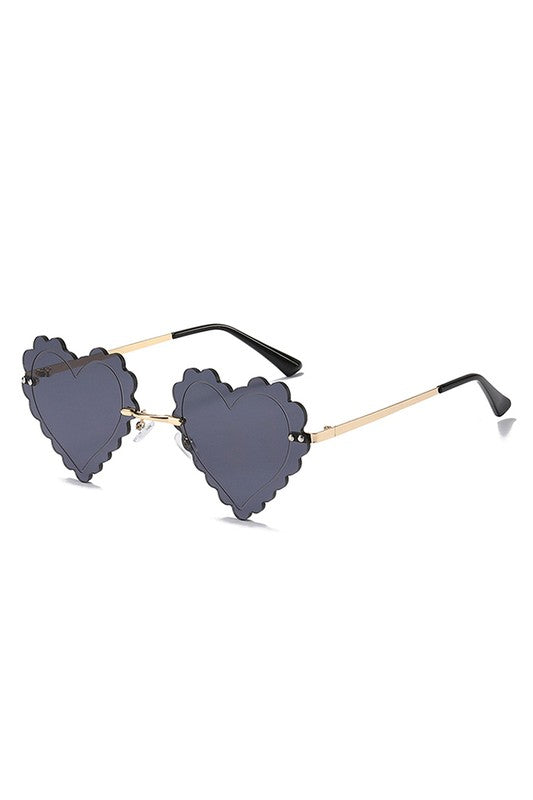 Rimless Heart Shape Tinted Fashion Sunglasses