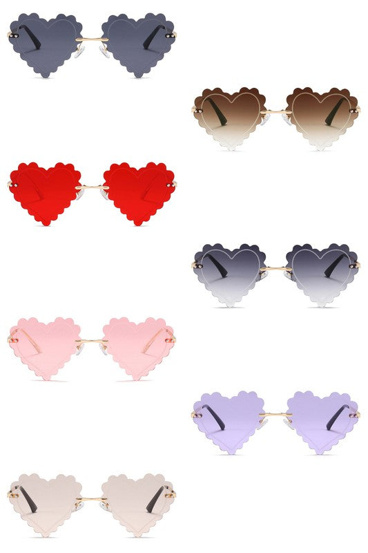 Rimless Heart Shape Tinted Fashion Sunglasses