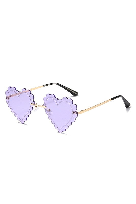 Rimless Heart Shape Tinted Fashion Sunglasses