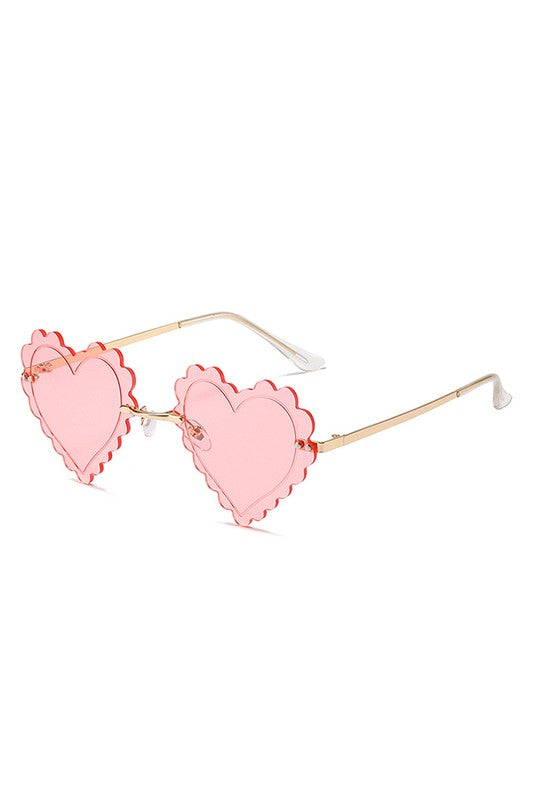 Rimless Heart Shape Tinted Fashion Sunglasses