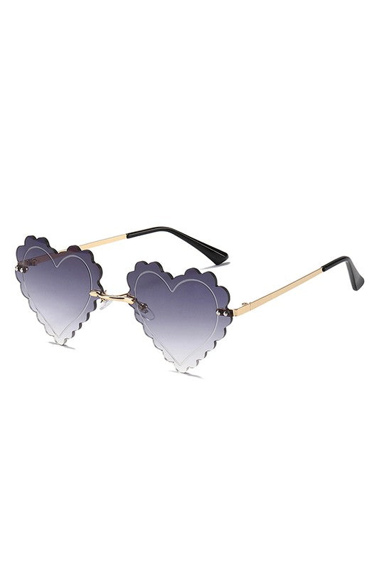 Rimless Heart Shape Tinted Fashion Sunglasses