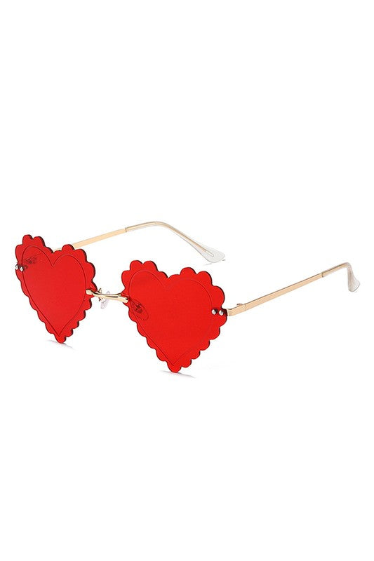 Rimless Heart Shape Tinted Fashion Sunglasses