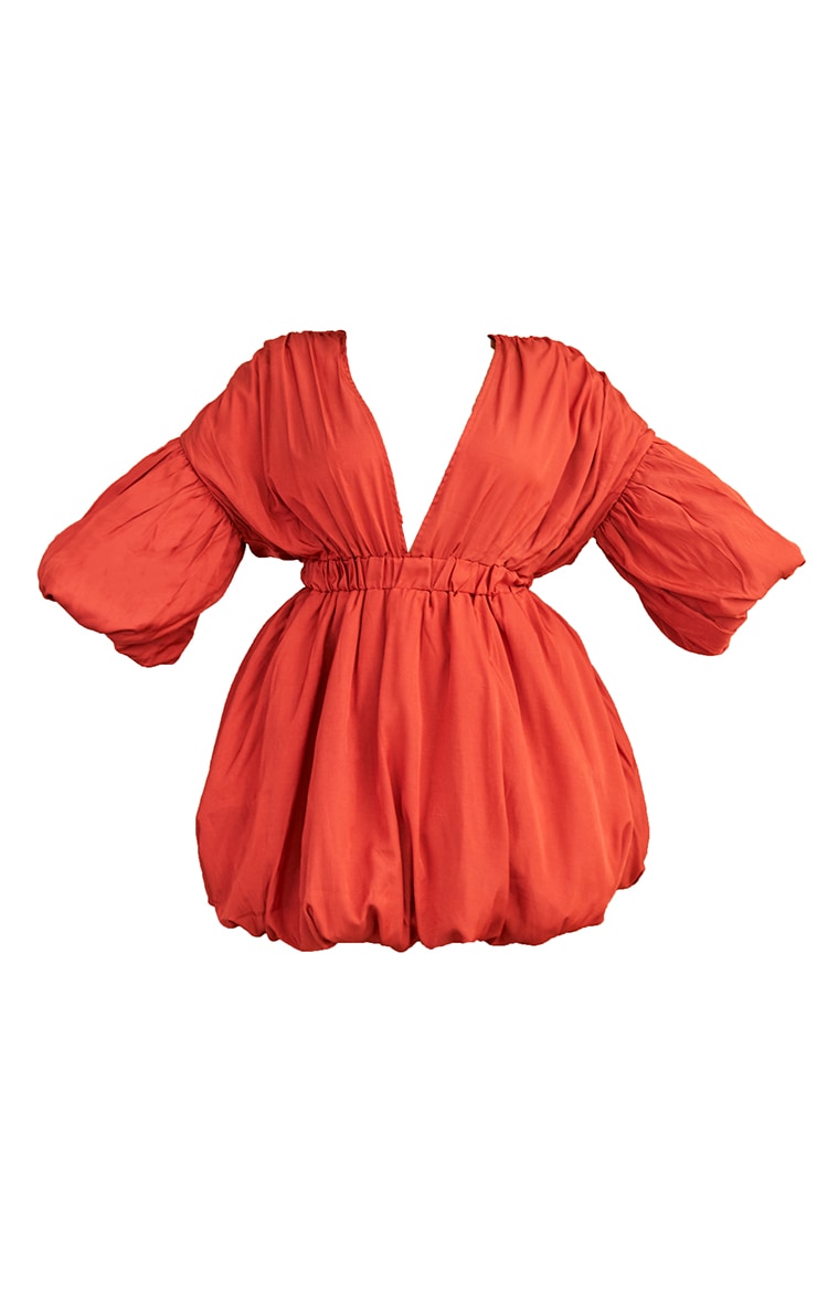 Plus Black Puff Sleeve Puffball Hem Dress