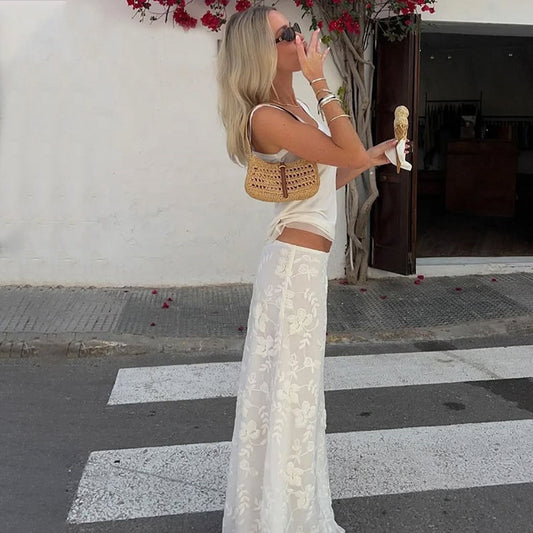 Summer Sexy Low Waist Crocheted Floral Slim Skirt