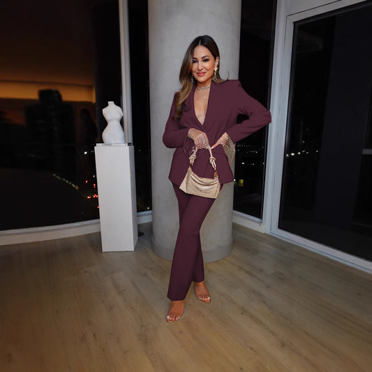 Casual Professional Women Pants Two Piece Sets