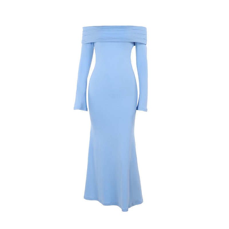 Sexy Design off Shoulder Backless Dress Women Fashionable Elegant Slim Fit Sheath Dress