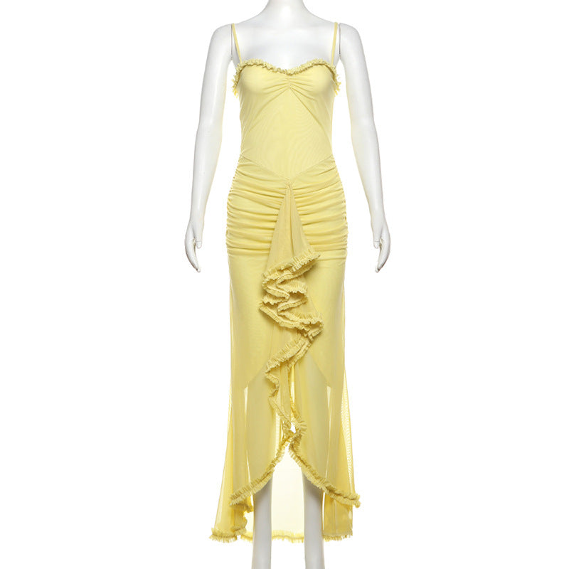 Women's Sexy Backless Mesh Strap Dress