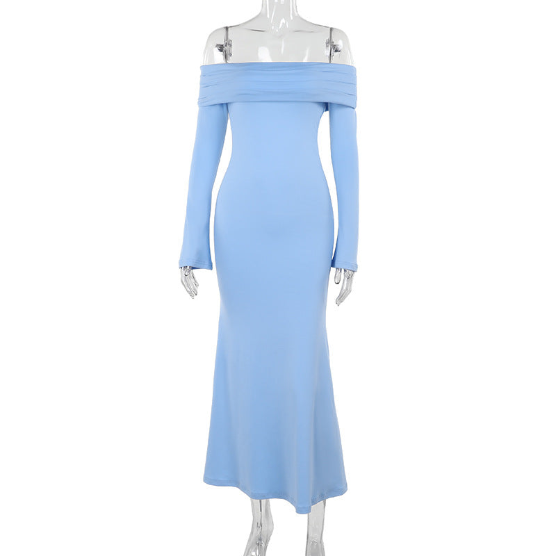 Sexy Design off Shoulder Backless Dress Women Fashionable Elegant Slim Fit Sheath Dress