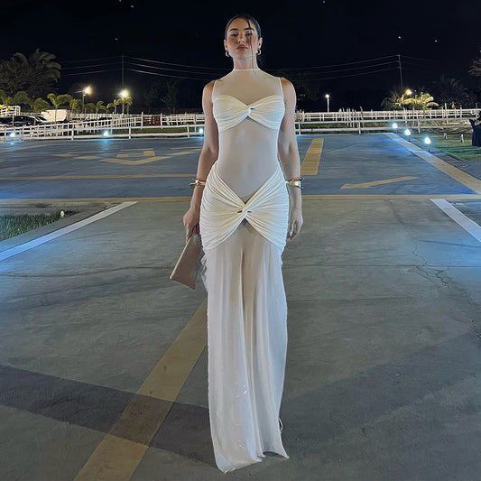 Sheer Mesh Sexy Solid Color Sheath Women Dress