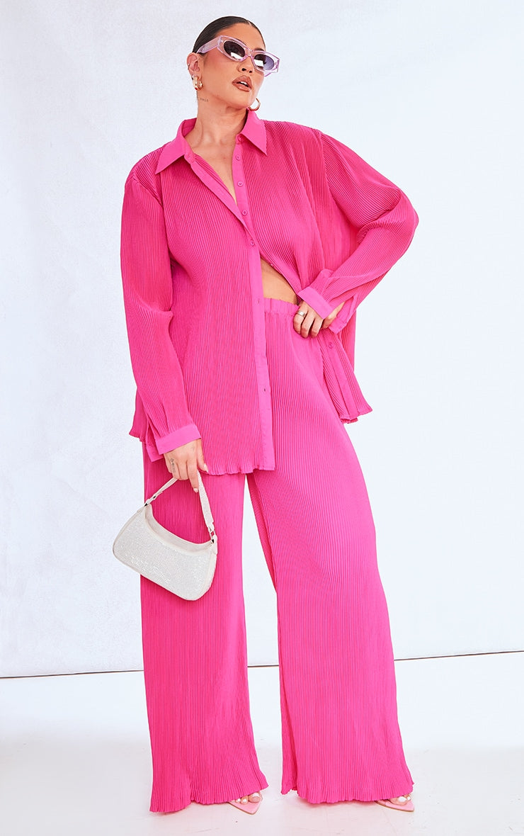 Plus Chocolate Plisse Button Front Oversized Shirt