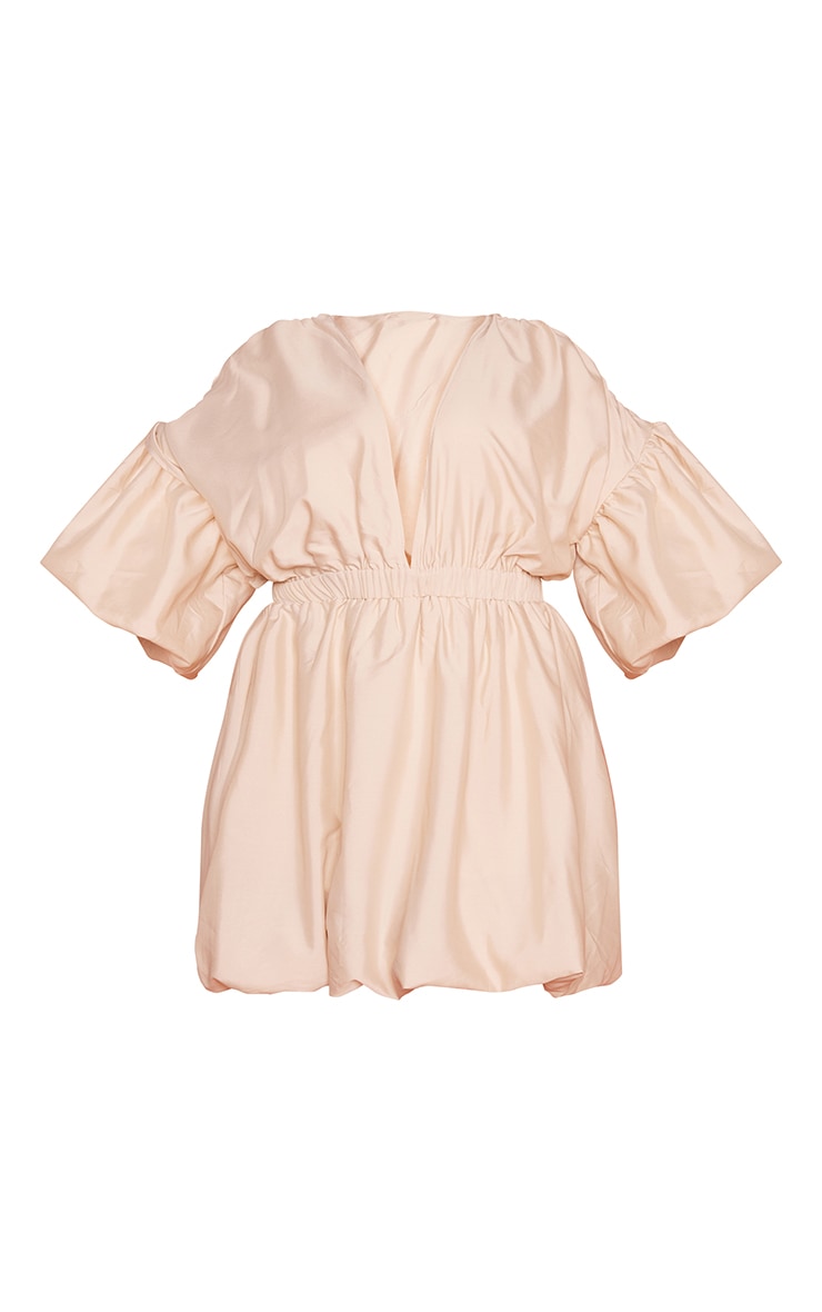 Plus Black Puff Sleeve Puffball Hem Dress