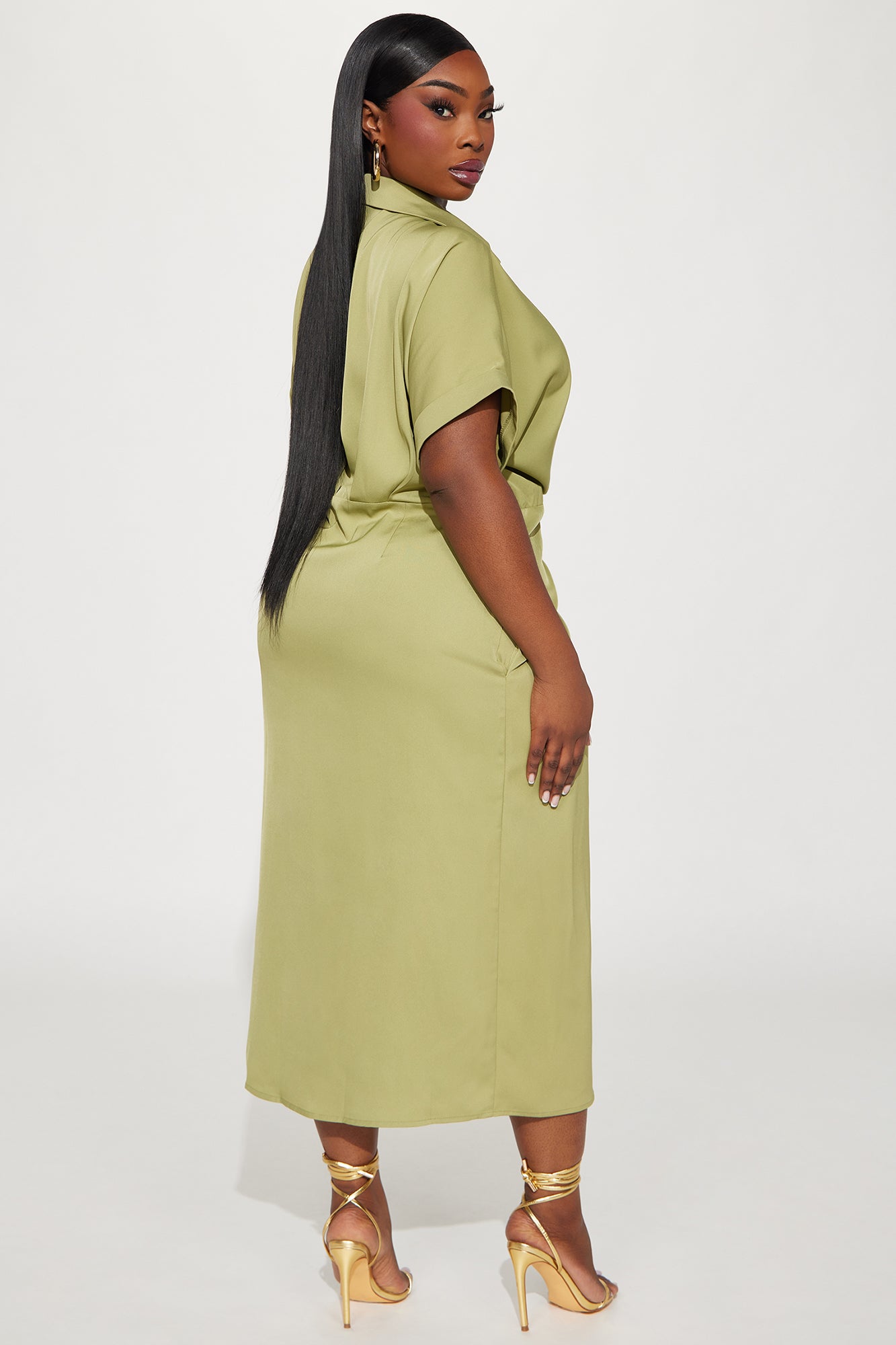 Lucy Midi Wrap Dress - Chartreuse