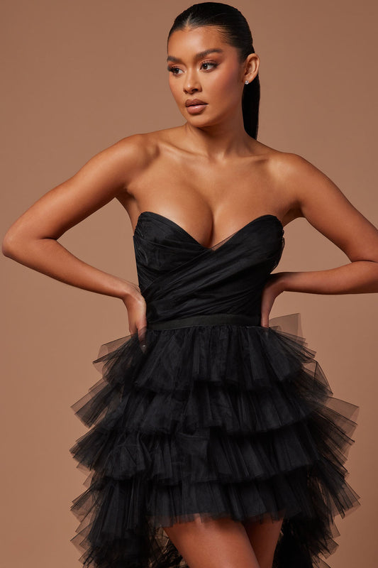 Sweetheart Tulle Maxi Dress - Black