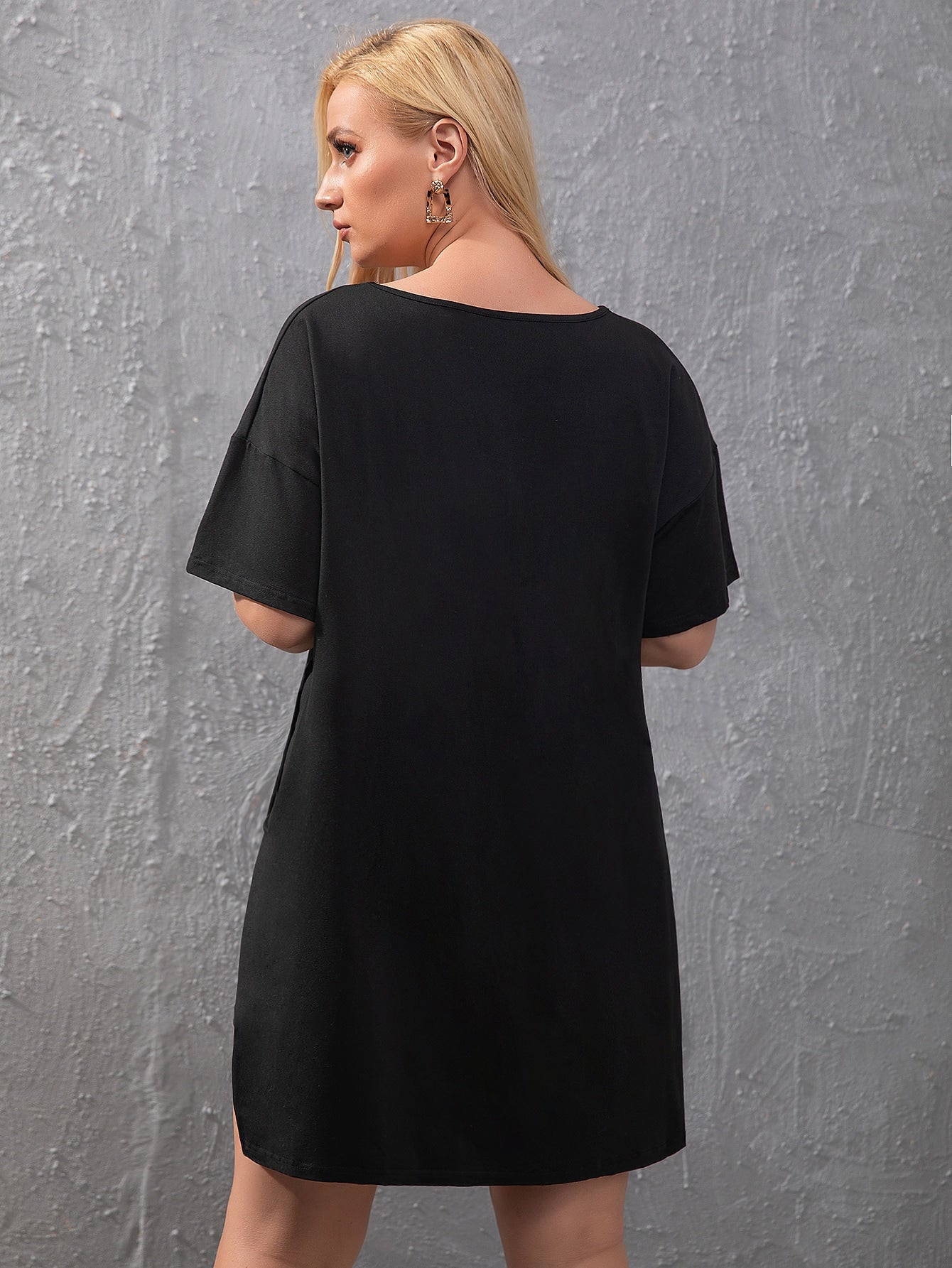 Plus Split Hem Tee Biker Shorts