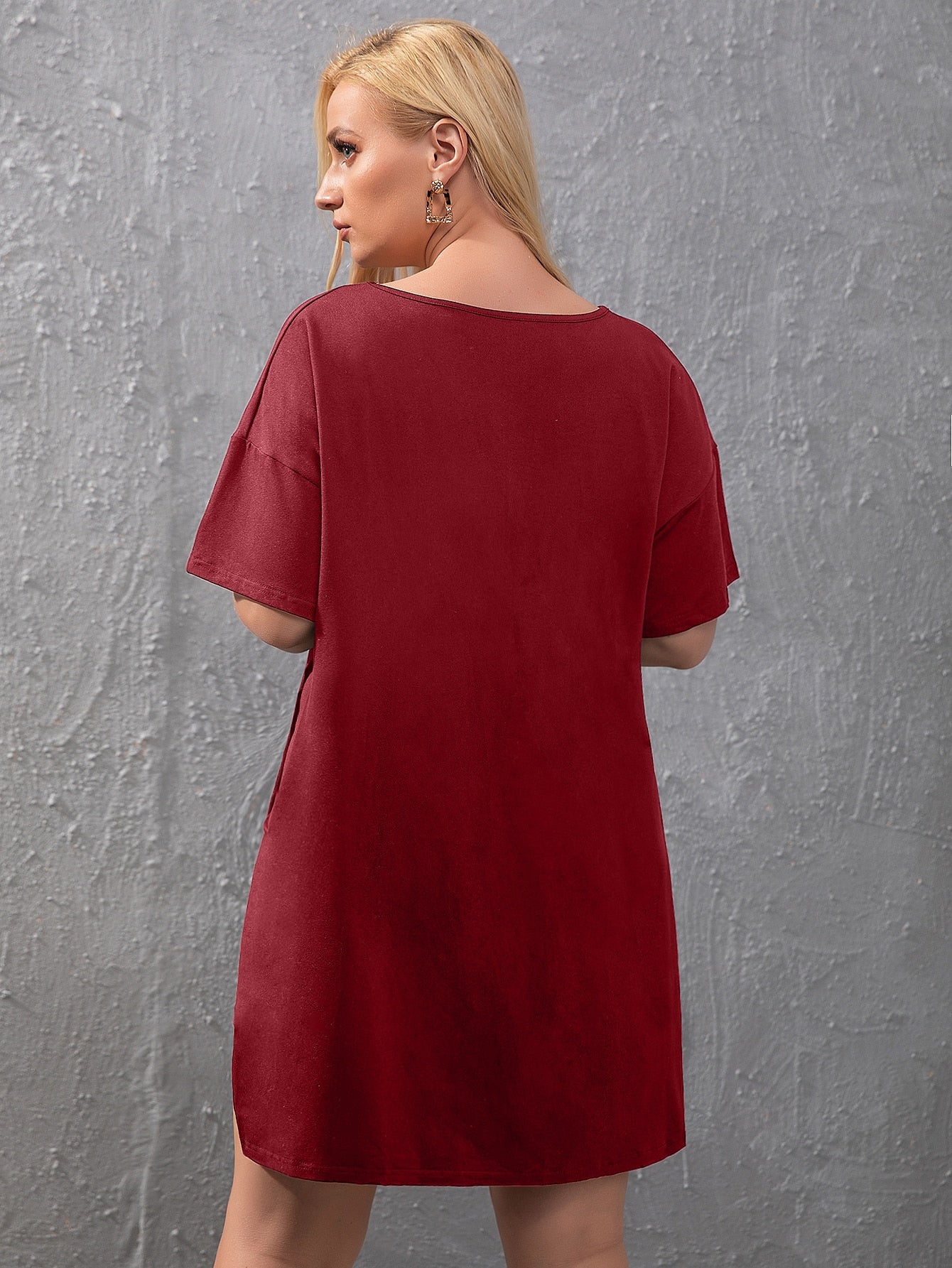 Plus Split Hem Tee Biker Shorts