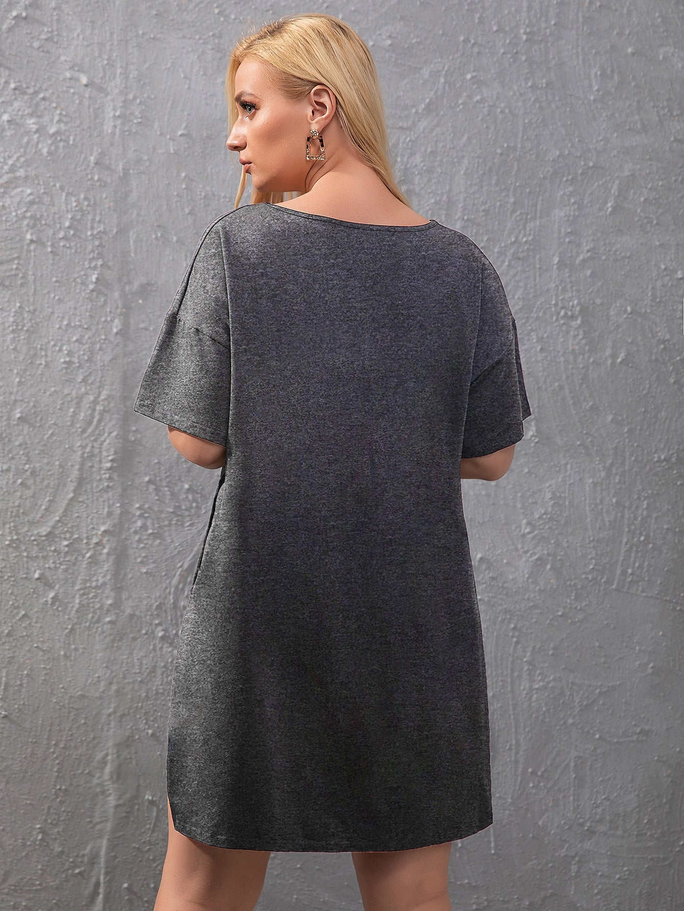 Plus Split Hem Tee Biker Shorts