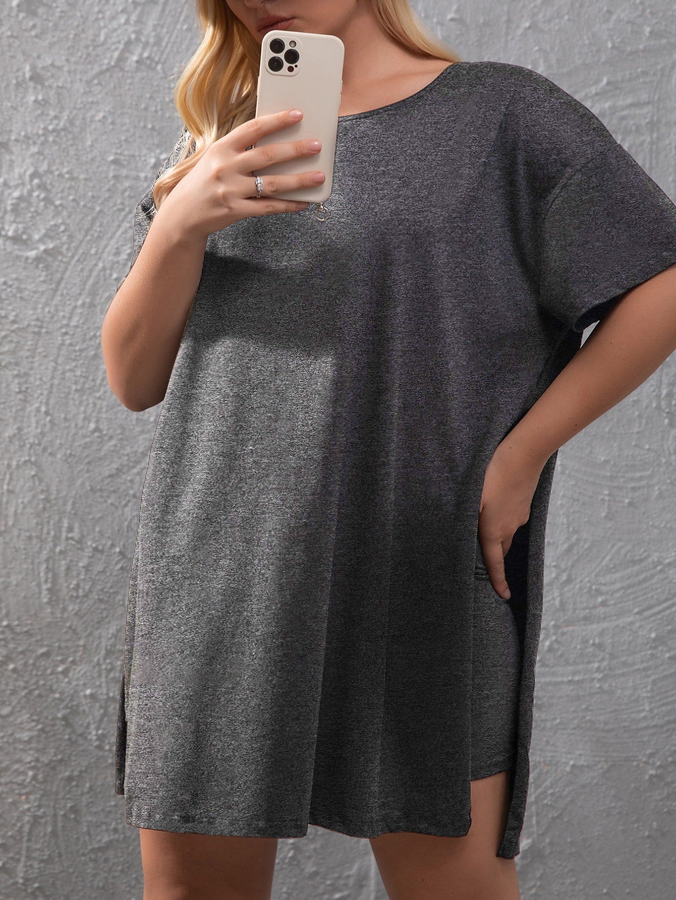 Plus Split Hem Tee Biker Shorts