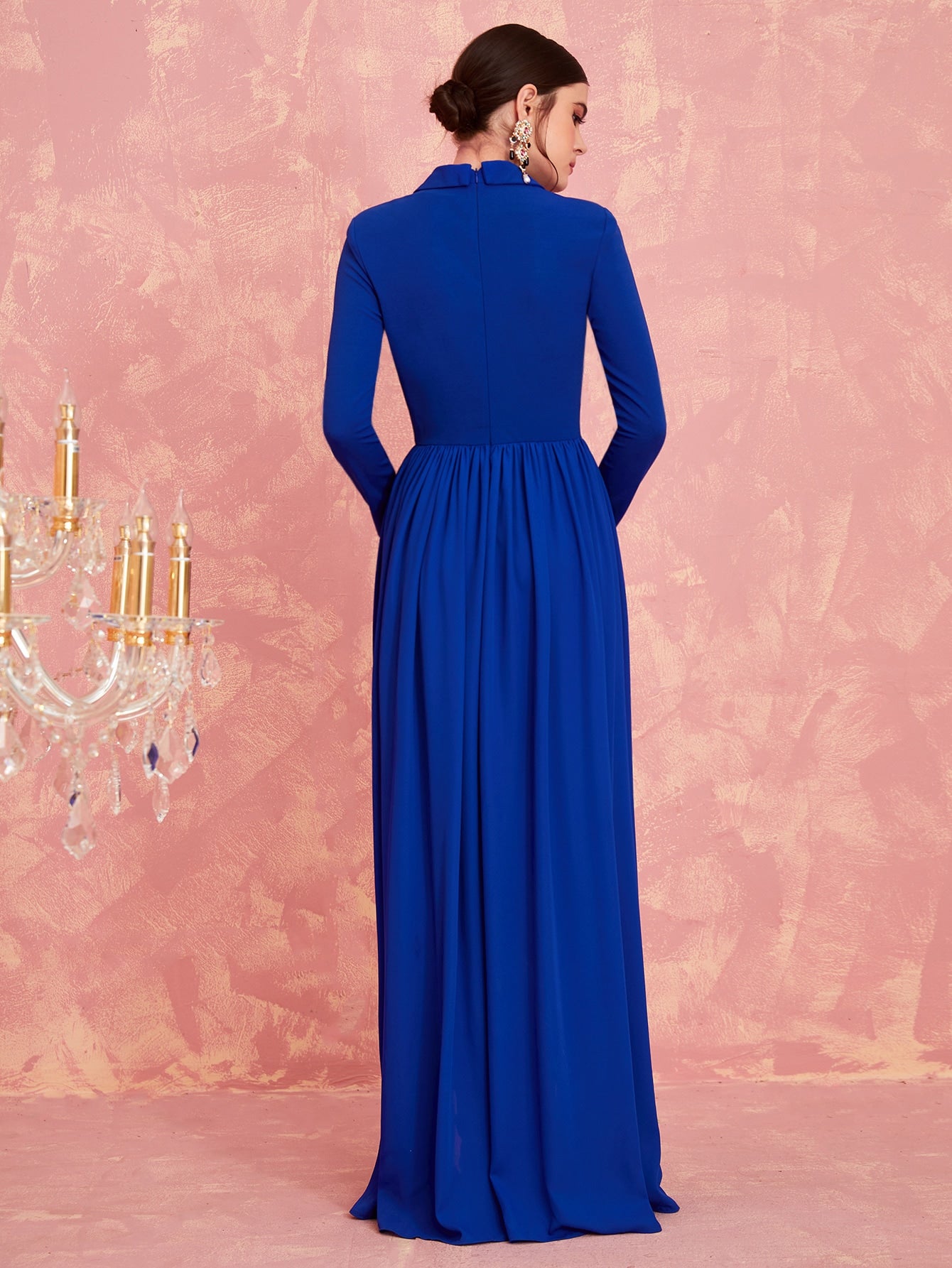 Lapel Collar Solid Shirt Jumpsuit With Skirt