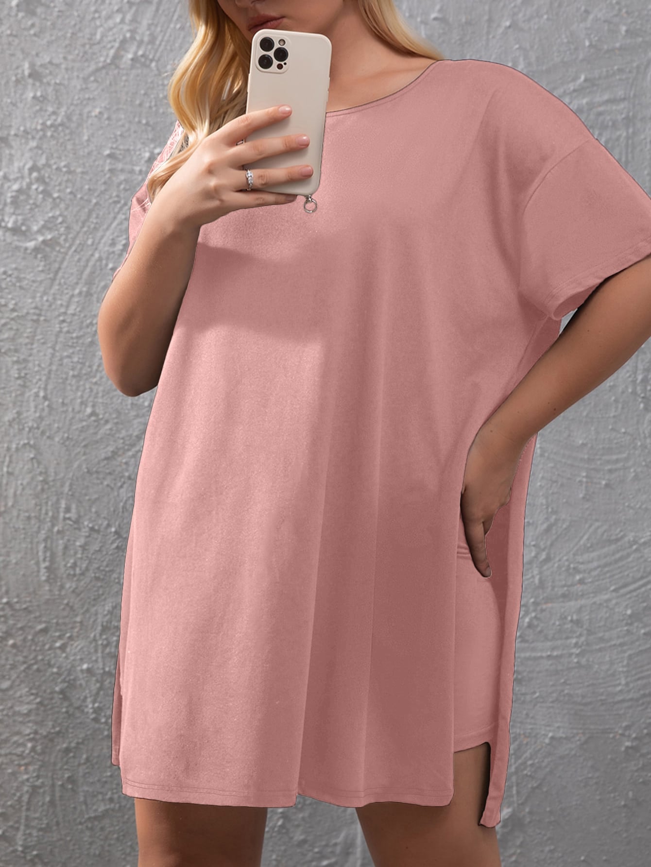 Plus Split Hem Tee Biker Shorts