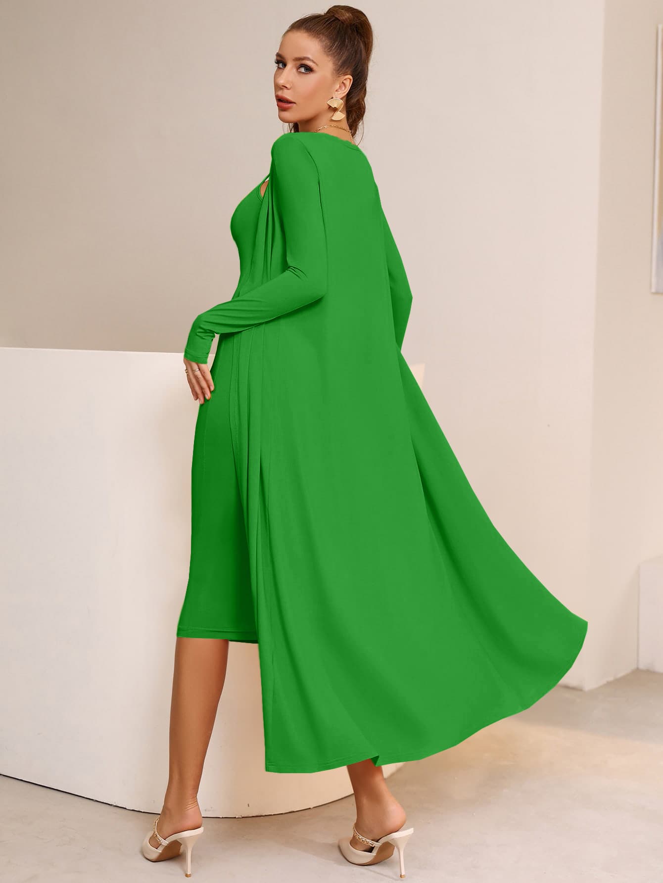 Open Front Coat Dress Without Belt