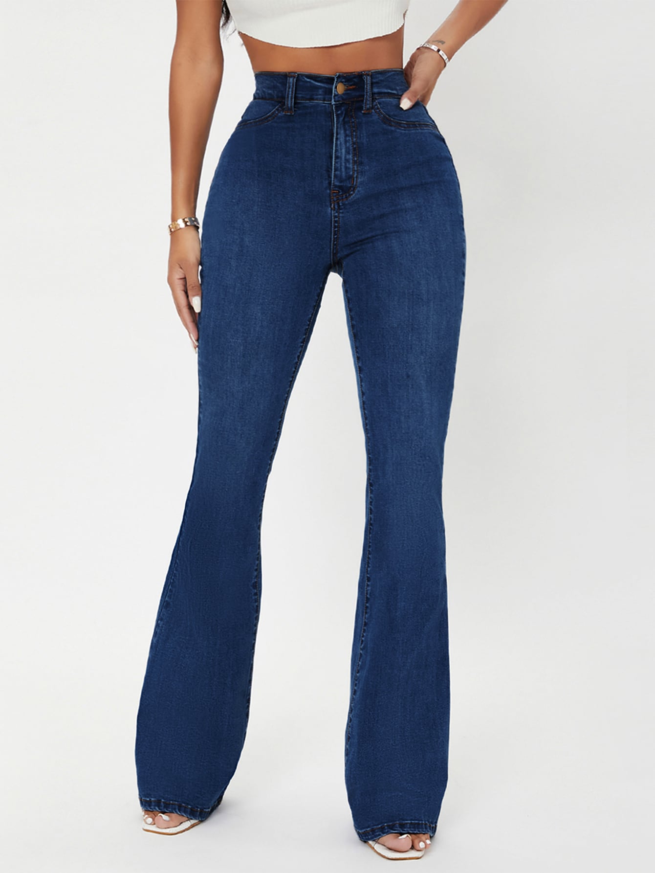 Curvy High Waist Flare Leg Jeans