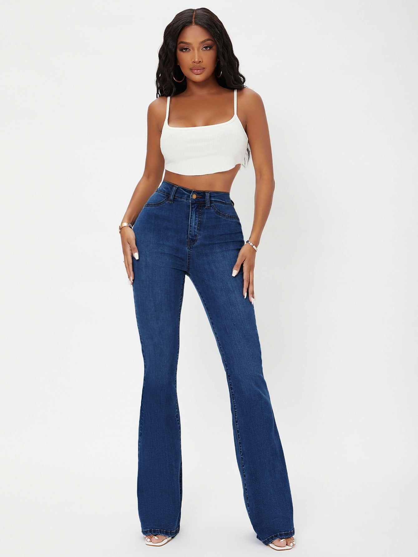 Curvy High Waist Flare Leg Jeans