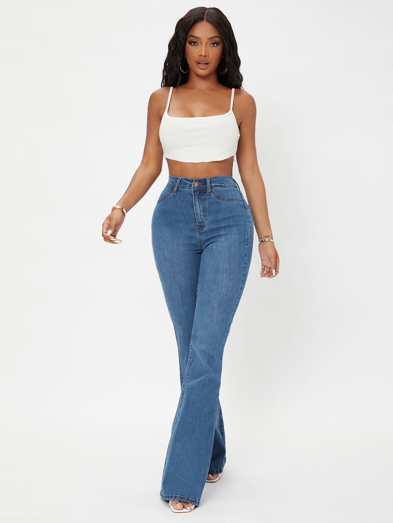 Curvy High Waist Flare Leg Jeans