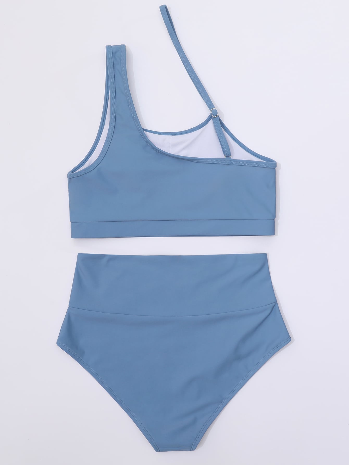 Plain Asymmetrical Cut out Bikini Swimsuit