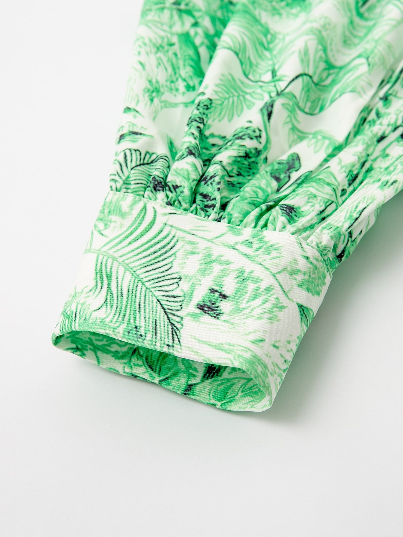 Tropical Print Off Shoulder Lantern Sleeve Backless Knot Top Shorts