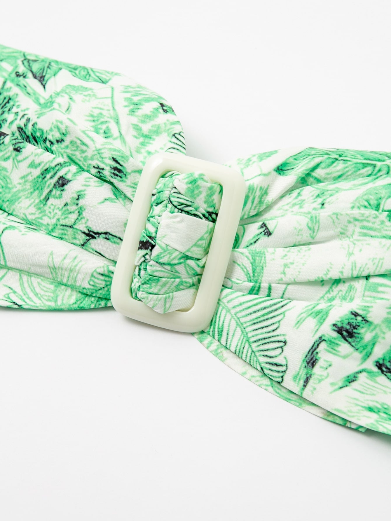 Tropical Print Off Shoulder Lantern Sleeve Backless Knot Top Shorts