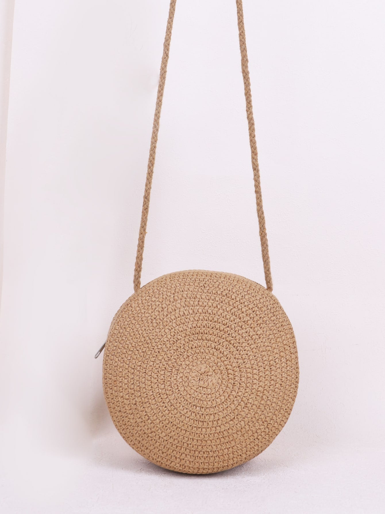 Mini Neon Red Crossbody Circle Shape Straw Bag
