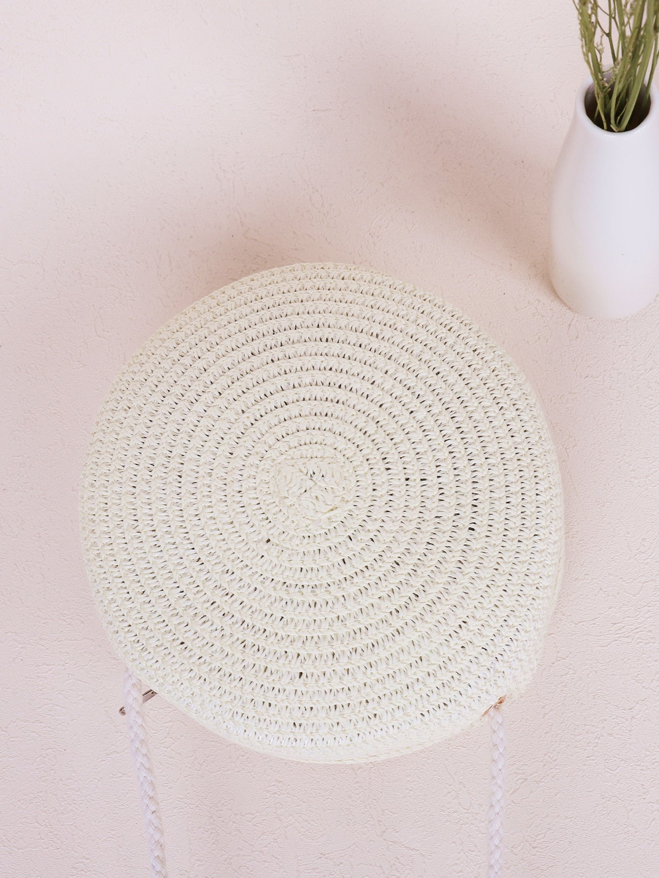 Mini Neon Red Crossbody Circle Shape Straw Bag