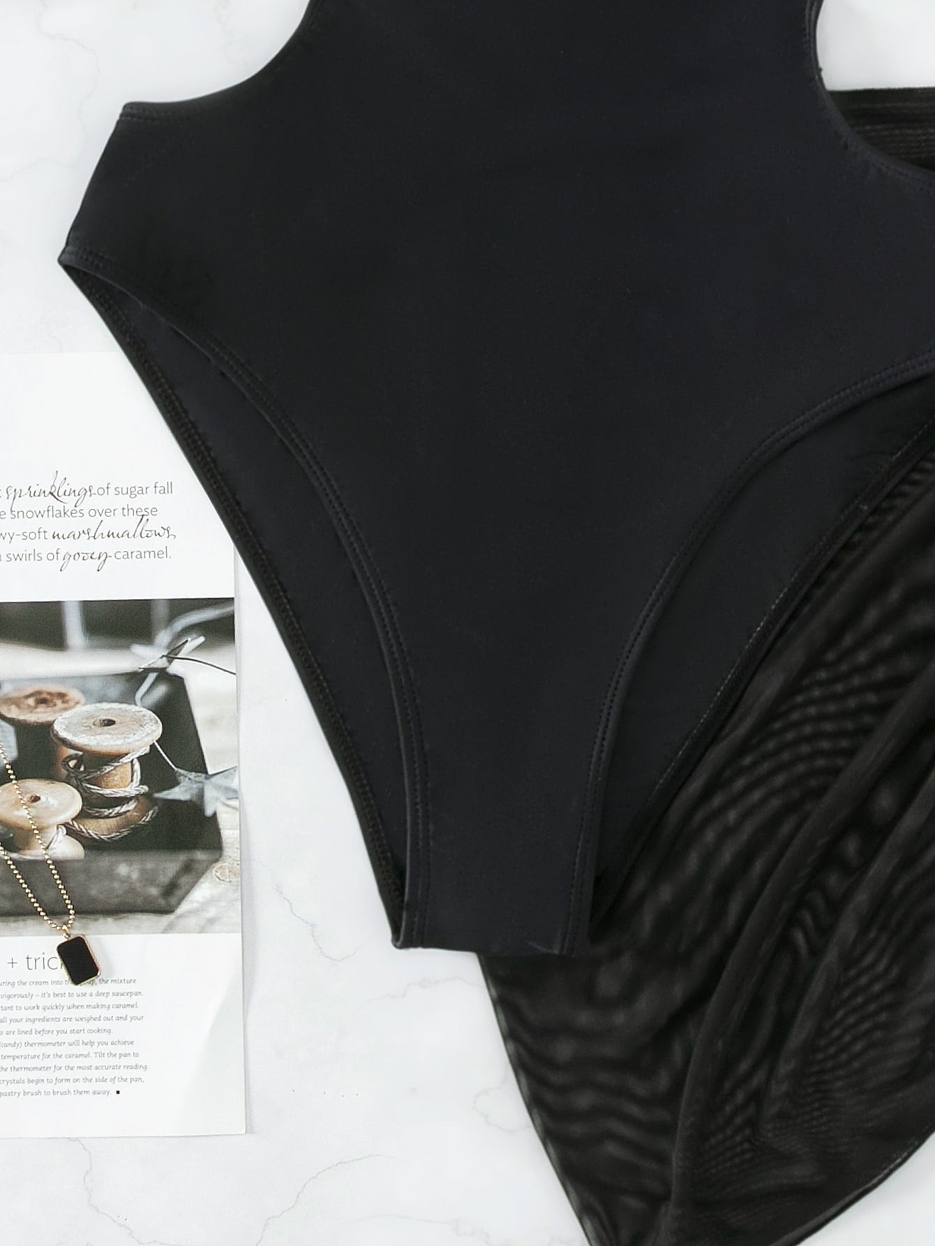 Cut out One Piece Swimsuit With Beach Skirt Bandana