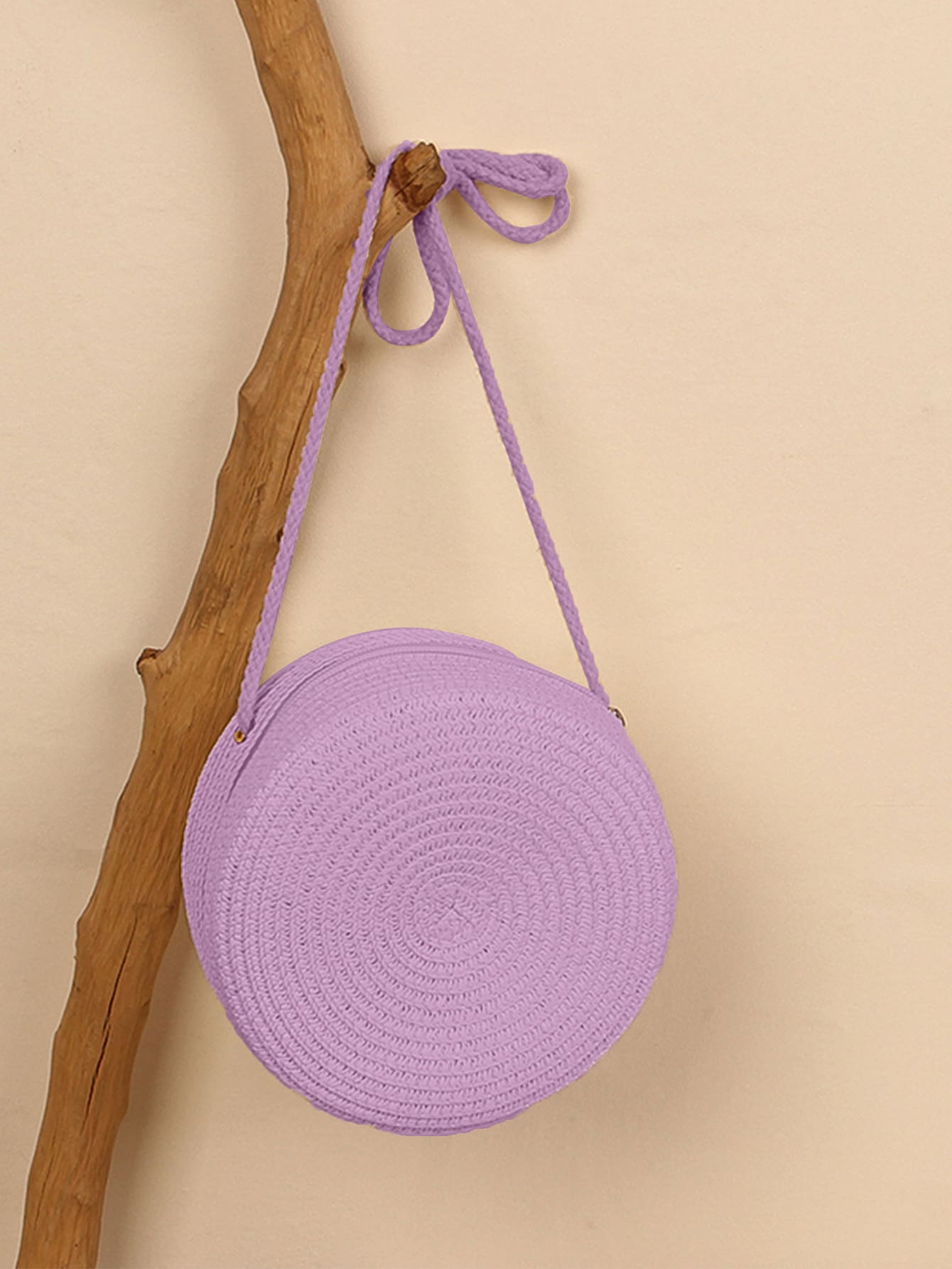Mini Neon Red Crossbody Circle Shape Straw Bag