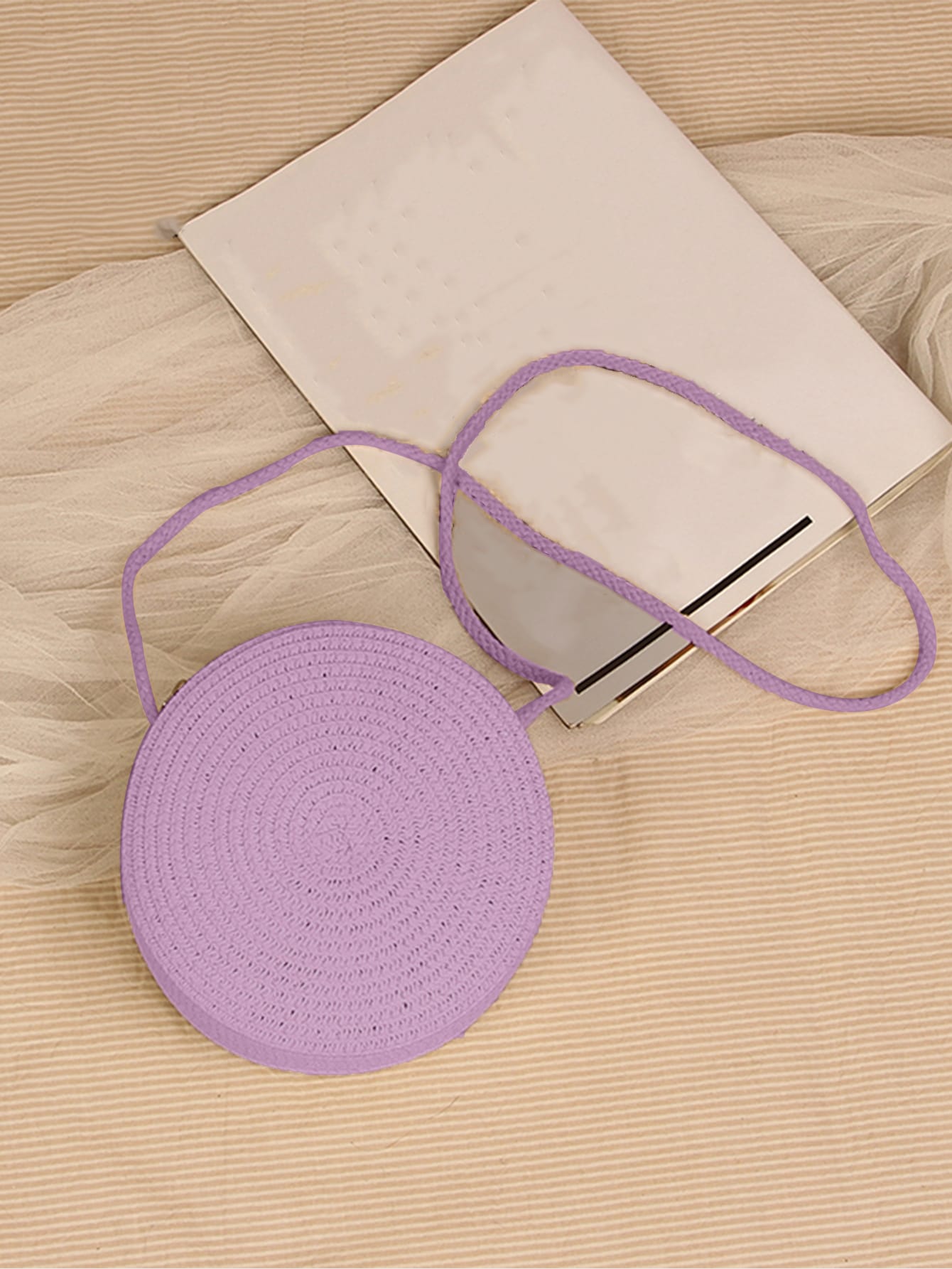 Mini Neon Red Crossbody Circle Shape Straw Bag