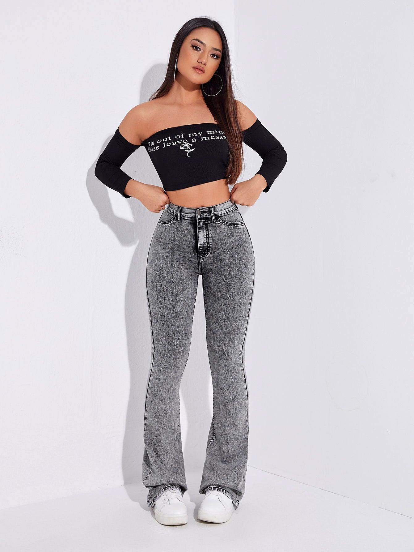 Curvy High Waist Flare Leg Jeans