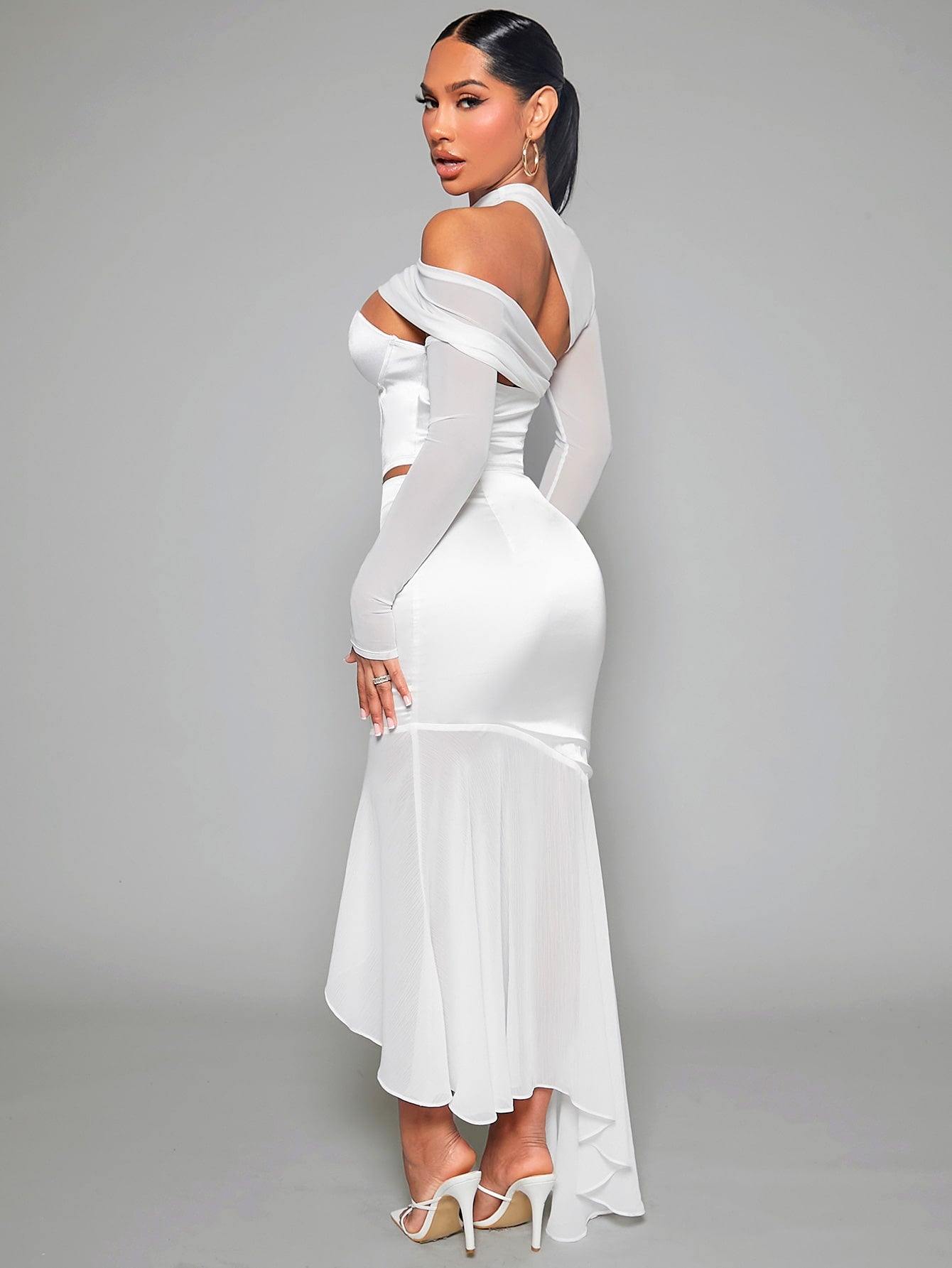 High Low Hem Satin Mermaid Hem Satin Skirt