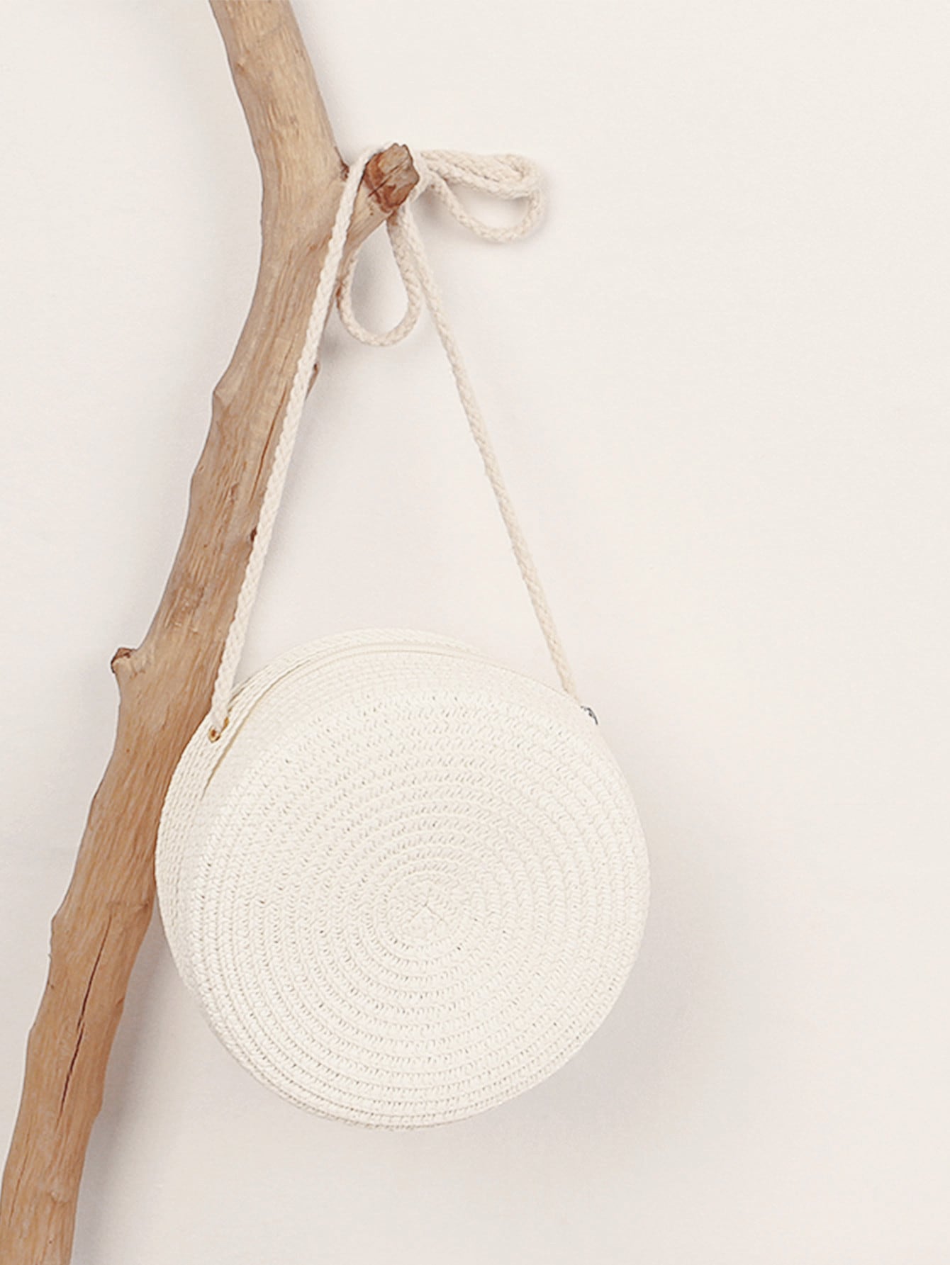 Mini Neon Red Crossbody Circle Shape Straw Bag