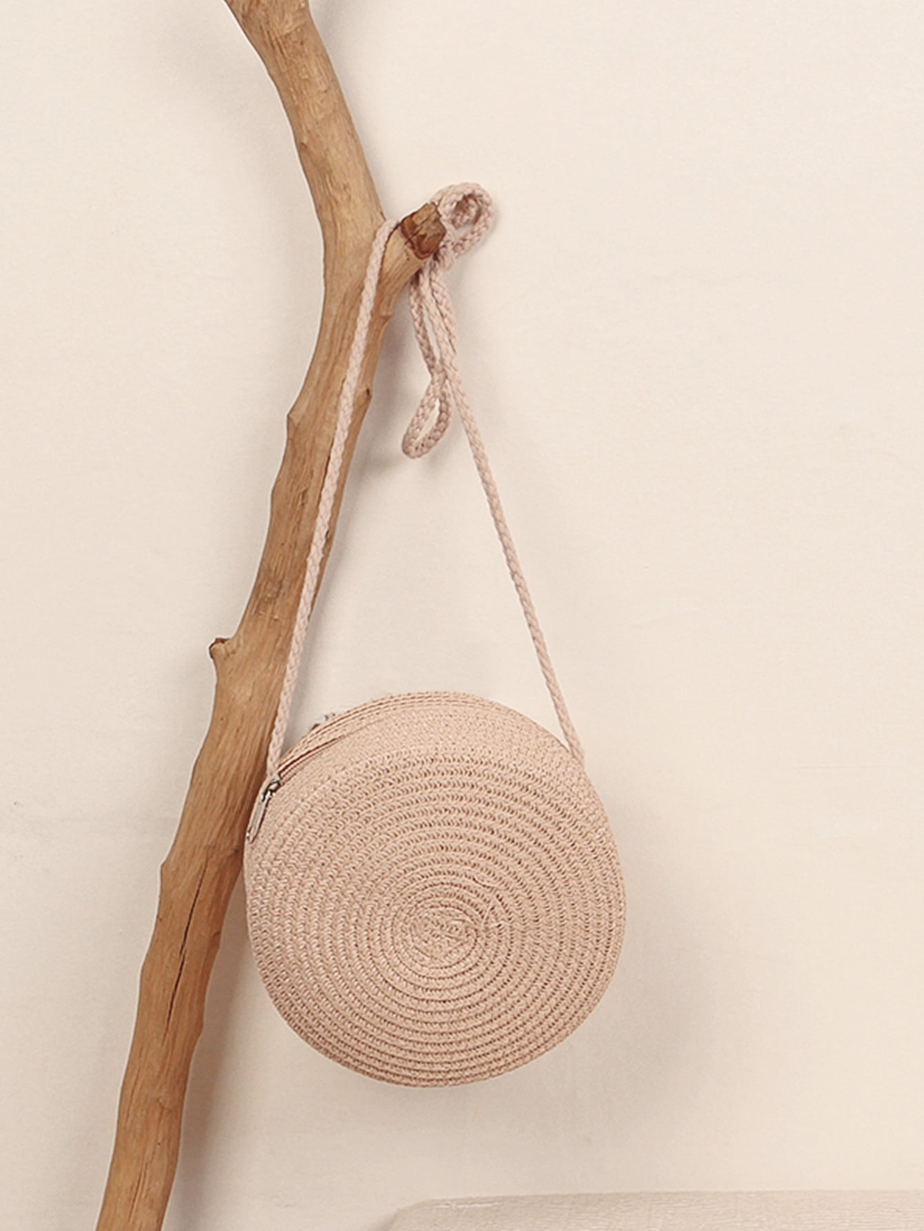 Mini Neon Red Crossbody Circle Shape Straw Bag