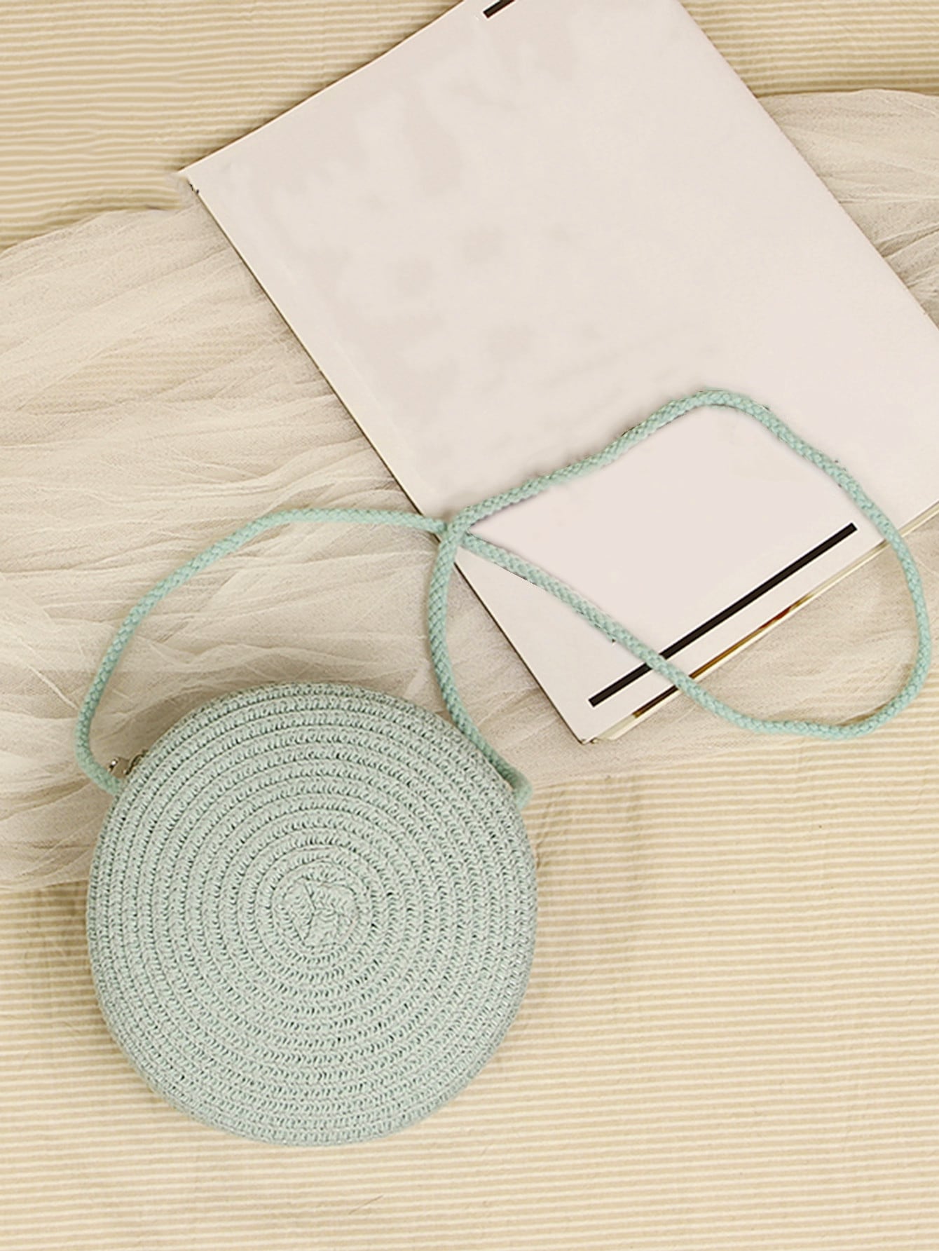 Mini Neon Red Crossbody Circle Shape Straw Bag